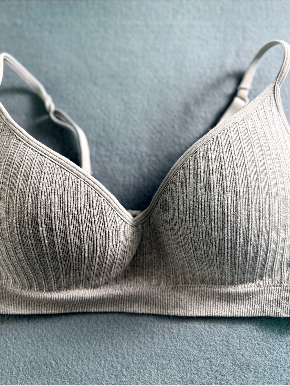 Lucky Brand 36C Wireless Padded Ribbed Bra Gray
